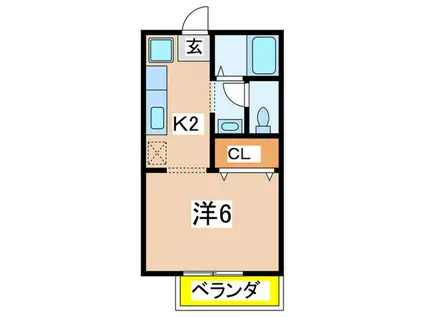 ラ・フォーレ宝塚(1K/2階)の間取り写真