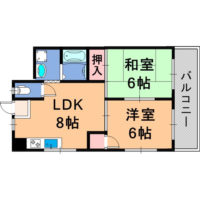 サンロイヤル(2LDK/5階)の間取り写真