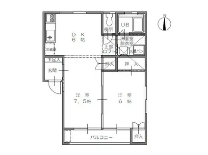 BIGウェーブIII(1LDK/1階)の間取り写真