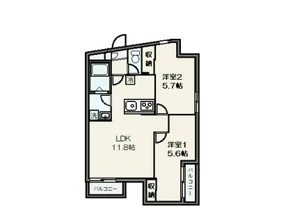 パルゼ自由が丘2丁目(2LDK/3階)の間取り写真