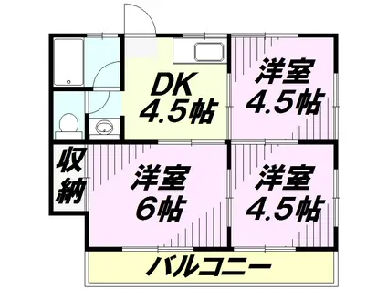 グリーンハイムナカC(3DK/1階)の間取り写真