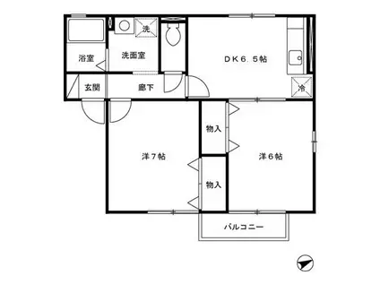 ブレジオ・カームA・B(2DK/2階)の間取り写真