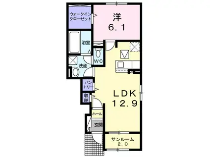 メゾン ド モア 小諸B(1LDK/1階)の間取り写真