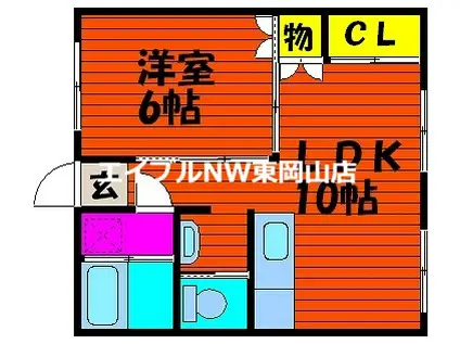 高岡ビル(1LDK/3階)の間取り写真