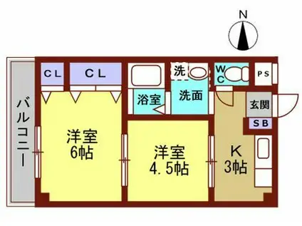 メゾン櫻井(2K/1階)の間取り写真