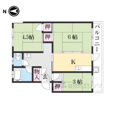 梅が丘マンション(3K/3階)の間取り写真