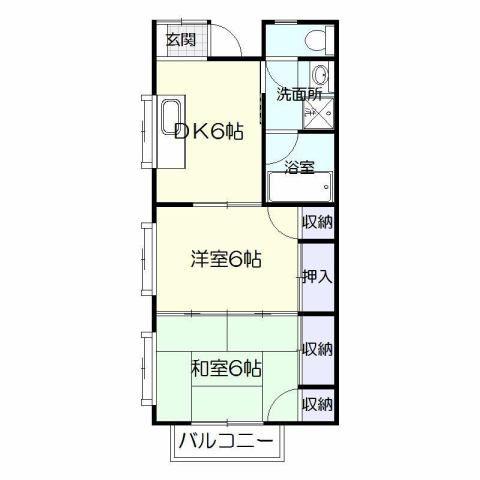 コーポ義(2DK/1階)の間取り写真