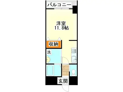 ローリス飯塚(1K/4階)の間取り写真