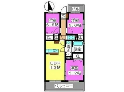 メゾン・フルール(3LDK/2階)の間取り写真