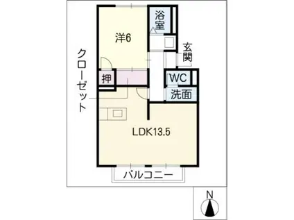 長谷川5番館(1LDK/1階)の間取り写真