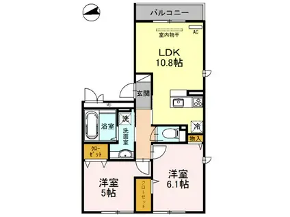 レジデンスヒラノ(2LDK/2階)の間取り写真