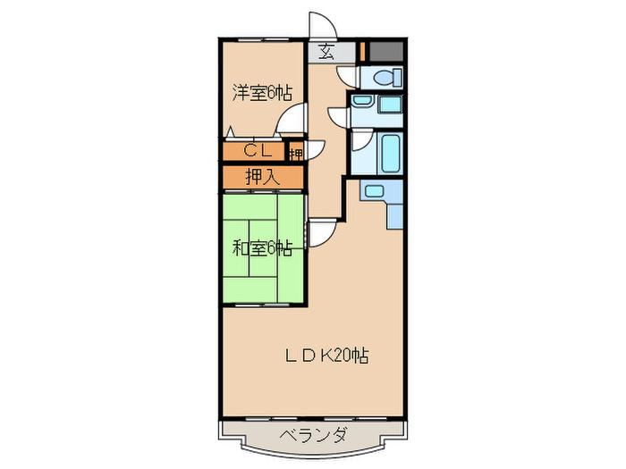 ブルーサウスマンション(2LDK/2階)の間取り写真