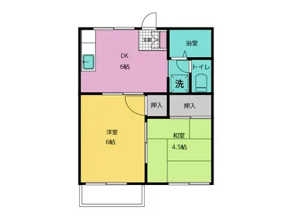 グローリータウン(2DK/2階)の間取り写真