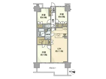 ガレリアヴェール(3LDK/3階)の間取り写真