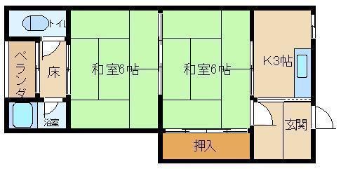 第2ナカノマンション(2K/3階)の間取り写真