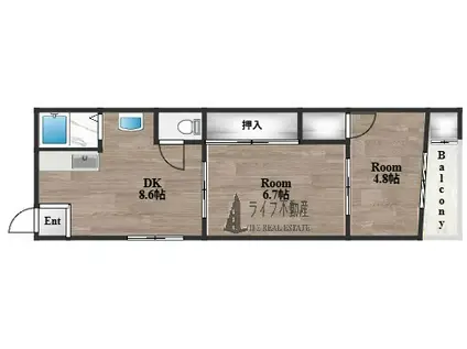 稲田シャトークワジマ(2DK/2階)の間取り写真