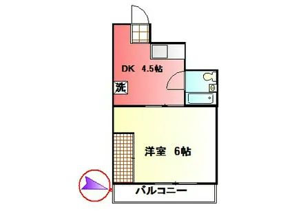 ラドウィンズ(1DK/3階)の間取り写真