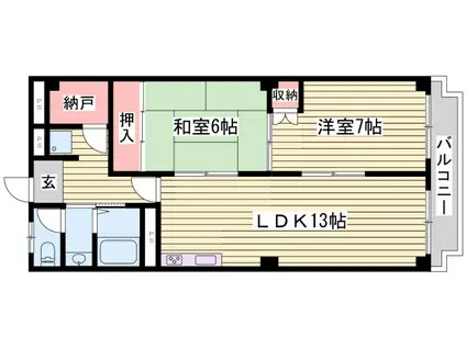 ハイツ柳井(2LDK/3階)の間取り写真