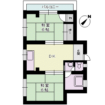 日光マンション(2DK/3階)の間取り写真