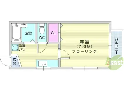 レジデンス佐澤3(1K/1階)の間取り写真