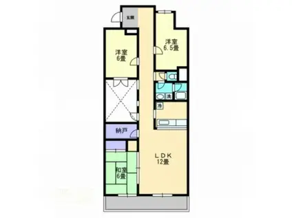 ドムス66(3LDK/6階)の間取り写真