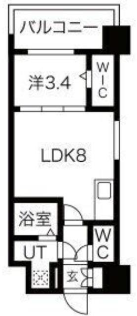 ミラージュパレス難波幸町(1LDK/9階)の間取り写真