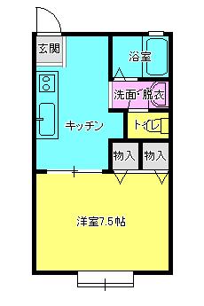 クレール紫竹(1K/2階)の間取り写真