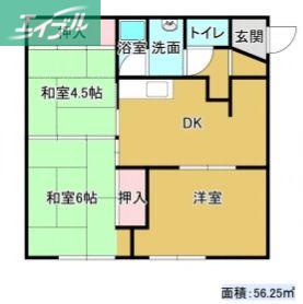 メゾン中野(3DK/2階)の間取り写真