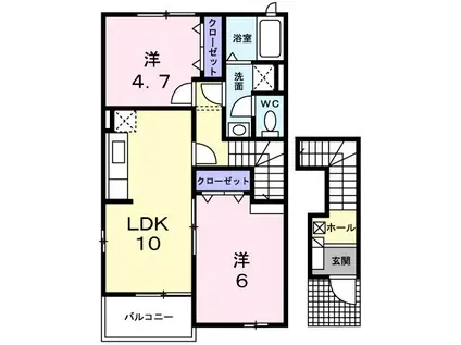 オリーブB(2LDK/2階)の間取り写真