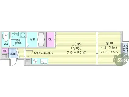 UN富沢(1LDK/1階)の間取り写真