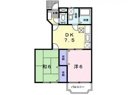 マーヴェラスビュー2DK(2DK/1階)の間取り写真