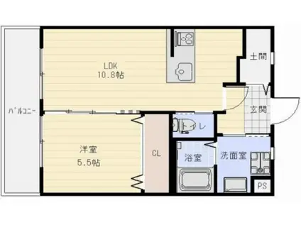GRANDALE(1LDK/3階)の間取り写真