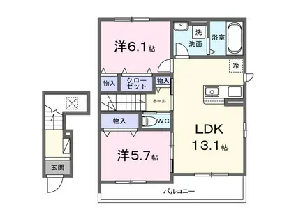 セレーノB(2LDK/2階)の間取り写真