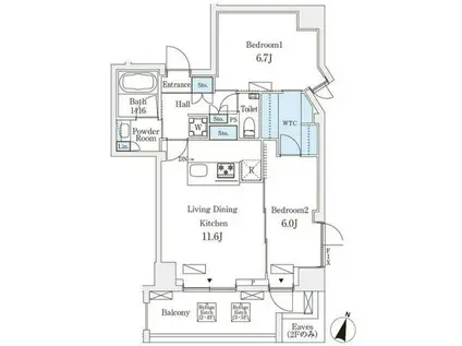 フルハウス飯田橋(2LDK/2階)の間取り写真