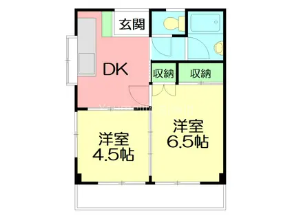 ハイツコスモ(2DK/2階)の間取り写真