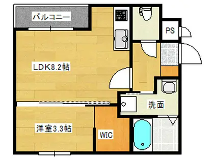RYOSTA草津(1LDK/3階)の間取り写真