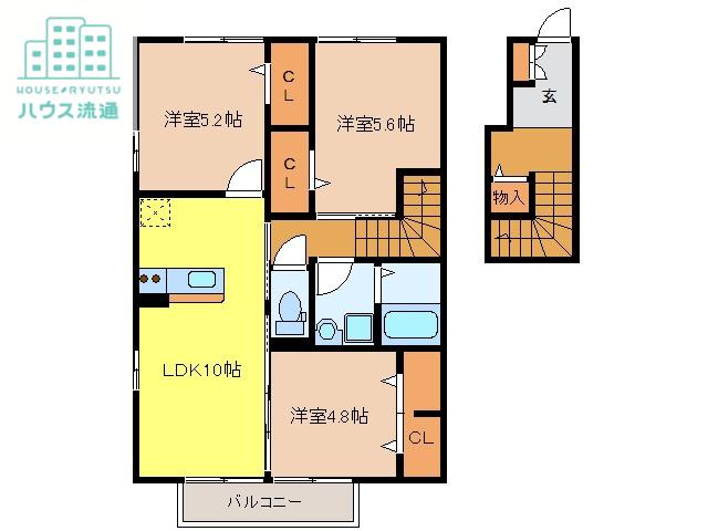 ルージュみやき(3LDK/2階)の間取り写真