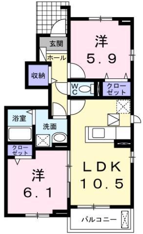 ル・グラン矢三 I(2LDK/1階)の間取り写真