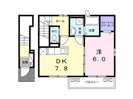 サンアベニュー(1DK/2階)の間取り写真