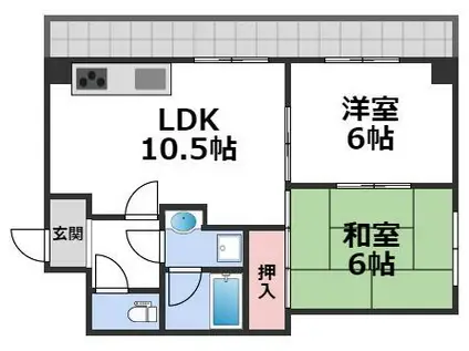 ベルビュー1番館(2LDK/8階)の間取り写真