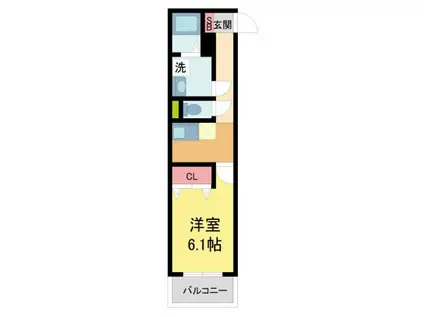 LUNA甲子園(1K/3階)の間取り写真