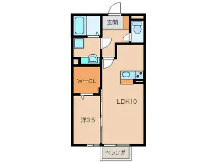 フィオーレ野崎(1LDK/2階)の間取り写真