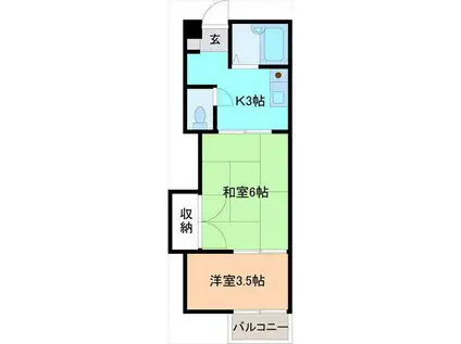 グリーンハイツII(2K/2階)の間取り写真