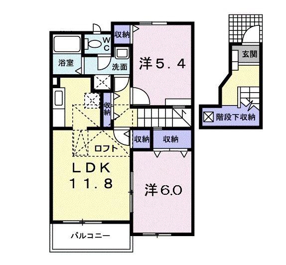 リバーシティA(2LDK/2階)の間取り写真