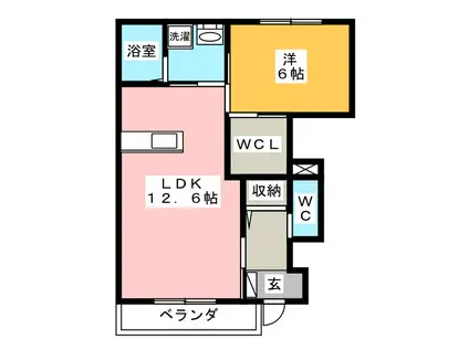 ボヌール・ハル(1LDK/1階)の間取り写真