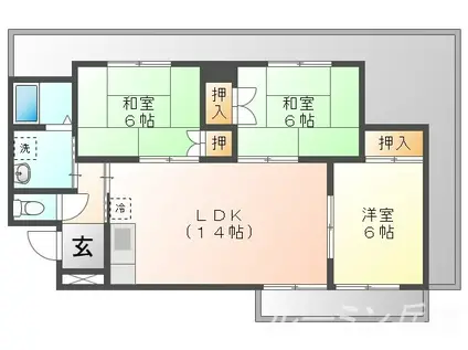 バーゼル壱番館(3LDK/3階)の間取り写真
