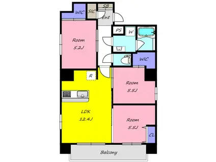 LUNA FOLK(3LDK/8階)の間取り写真