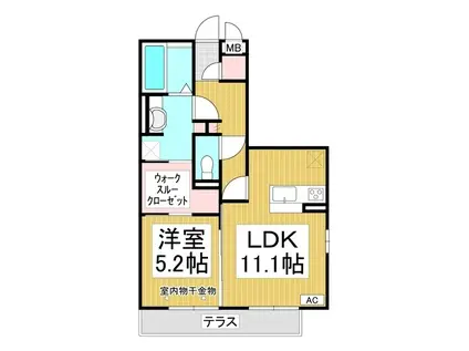 ラ・メゾンブリエ(1LDK/1階)の間取り写真