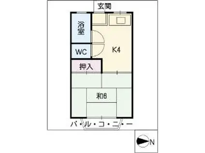 島田橋ハイツ(1K/2階)の間取り写真