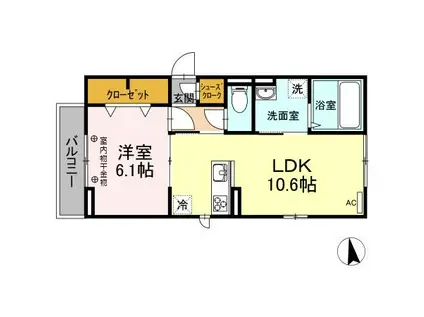プランドールV(1LDK/2階)の間取り写真